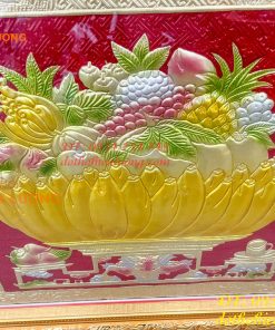 Tranh Mâm Ngũ Quả 72x117cm Bằng Đồng Thờ Cúng