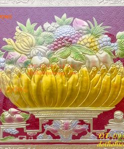 Tranh Mâm Ngũ Quả 72x117cm Bằng Đồng Thờ Cúng