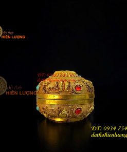 Bát Tụ Bảo Hình Phật Bằng Đồng Gắn Ngọc Cao Cấp