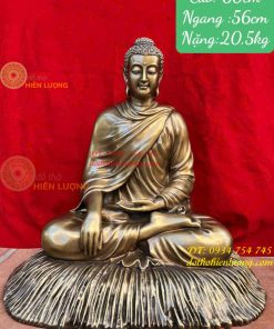 Tượng Thích Ca Ngồi Bệ Rơm Bằng Đồng Hun Cao 60cm