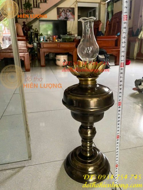Đèn Dầu Pháp Bằng Đồng Cổ Đèn Hoa Sen
