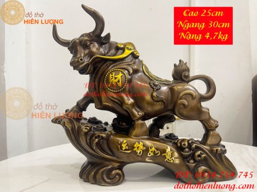 Tượng Trâu Tài Lộc Như Ý Bằng Đồng Phong Thủy