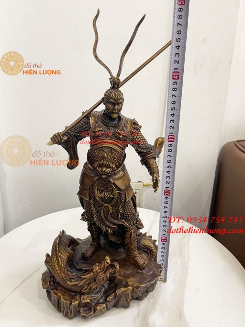 Tượng Tề Thiên Đại Thánh Hàng Long Bằng Đồng Hun Cao 50cm