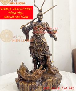 Tượng Tề Thiên Đại Thánh Hàng Long Bằng Đồng Hun Cao 50cm