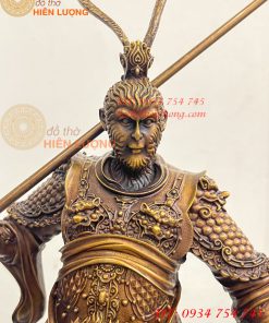 Tượng Tề Thiên Đại Thánh Hàng Long Bằng Đồng Hun Cao 50cm