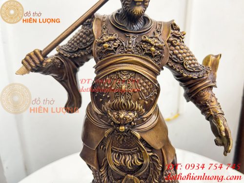 Tượng Tề Thiên Đại Thánh Hàng Long Bằng Đồng Hun Cao 50cm