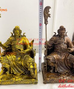Tượng Quan Công Đọc Sách Ngồi Ghế Hổ Bằng Đồng Cao 30cm