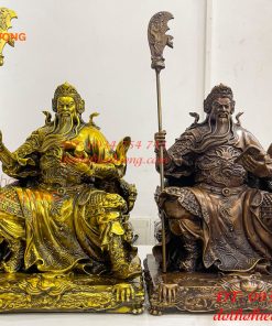 Tượng Quan Công Đọc Sách Ngồi Ghế Hổ Bằng Đồng Cao 30cm