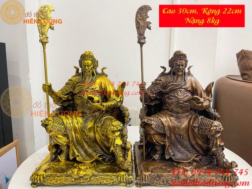 Tượng Quan Công Đọc Sách Ngồi Ghế Hổ Bằng Đồng Cao 30cm