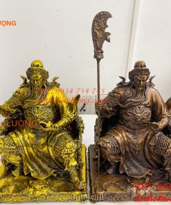 Tượng Quan Công Đọc Sách Ngồi Ghế Hổ Bằng Đồng Cao 30cm