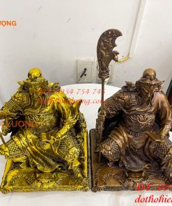 Tượng Quan Công Đọc Sách Ngồi Ghế Hổ Bằng Đồng Cao 30cm