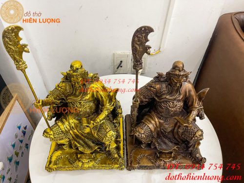 Tượng Quan Công Đọc Sách Ngồi Ghế Hổ Bằng Đồng Cao 30cm