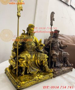 Tượng Quan Công Đọc Sách Ngồi Ghế Hổ Bằng Đồng Cao 30cm