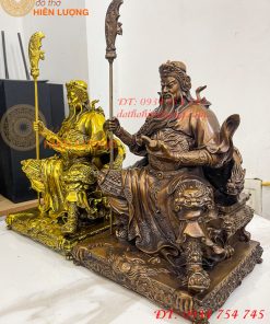 Tượng Quan Công Đọc Sách Ngồi Ghế Hổ Bằng Đồng Cao 30cm