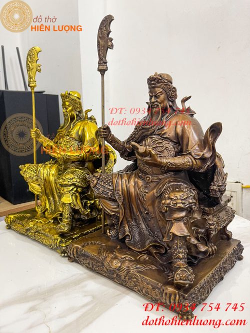 Tượng Quan Công Đọc Sách Ngồi Ghế Hổ Bằng Đồng Cao 30cm