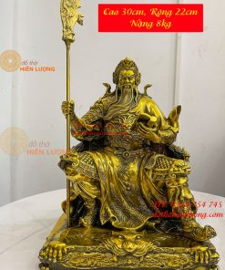 Tượng Quan Công Đọc Sách Ngồi Ghế Hổ Bằng Đồng Cao 30cm