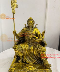 Tượng Quan Công Đọc Sách Ngồi Ghế Hổ Bằng Đồng Cao 30cm
