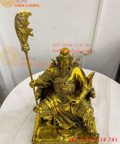 Tượng Quan Công Đọc Sách Ngồi Ghế Hổ Bằng Đồng Cao 30cm