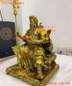Tượng Quan Công Đọc Sách Ngồi Ghế Hổ Bằng Đồng Cao 30cm