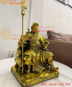 Tượng Quan Công Đọc Sách Ngồi Ghế Hổ Bằng Đồng Cao 30cm