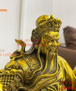 Tượng Quan Công Đọc Sách Ngồi Ghế Hổ Bằng Đồng Cao 30cm