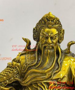 Tượng Quan Công Đọc Sách Ngồi Ghế Hổ Bằng Đồng Cao 30cm
