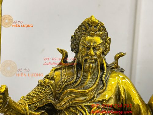 Tượng Quan Công Đọc Sách Ngồi Ghế Hổ Bằng Đồng Cao 30cm