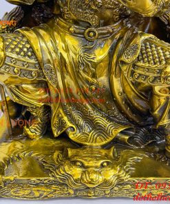 Tượng Quan Công Đọc Sách Ngồi Ghế Hổ Bằng Đồng Cao 30cm