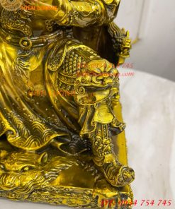 Tượng Quan Công Đọc Sách Ngồi Ghế Hổ Bằng Đồng Cao 30cm
