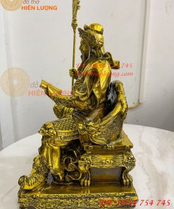 Tượng Quan Công Đọc Sách Ngồi Ghế Hổ Bằng Đồng Cao 30cm
