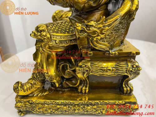 Tượng Quan Công Đọc Sách Ngồi Ghế Hổ Bằng Đồng Cao 30cm