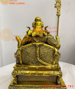 Tượng Quan Công Đọc Sách Ngồi Ghế Hổ Bằng Đồng Cao 30cm