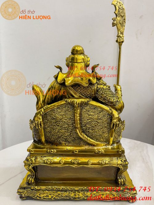 Tượng Quan Công Đọc Sách Ngồi Ghế Hổ Bằng Đồng Cao 30cm