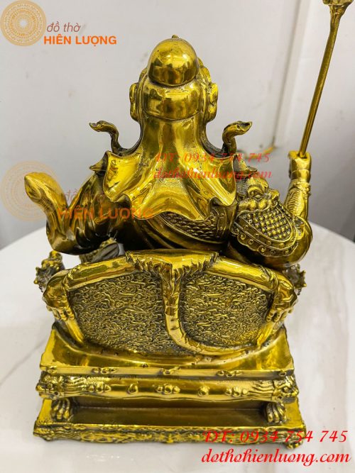 Tượng Quan Công Đọc Sách Ngồi Ghế Hổ Bằng Đồng Cao 30cm