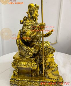 Tượng Quan Công Đọc Sách Ngồi Ghế Gổ Bằng Đồng Cao 30cm