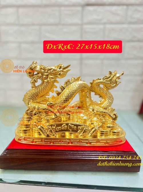 Tượng Rồng Vạn Sự Như Ý Bằng Đồng Dát Vàng 9999