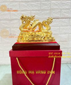 Tượng Rồng Vạn Sự Như Ý Bằng Đồng Dát Vàng 9999