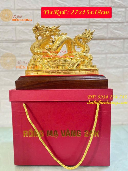 Tượng Rồng Vạn Sự Như Ý Bằng Đồng Dát Vàng 9999