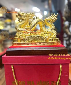 Tượng Rồng Vạn Sự Như Ý Bằng Đồng Dát Vàng 9999