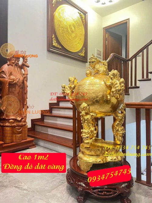 Quả Cầu Thất Lân Cao 1m2 Đồng Đỏ Dát Vàng 24K