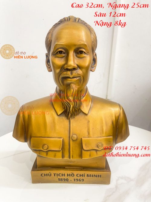 Tượng Bán Thân Bác Hồ Bằng Đồng Cao 32cm