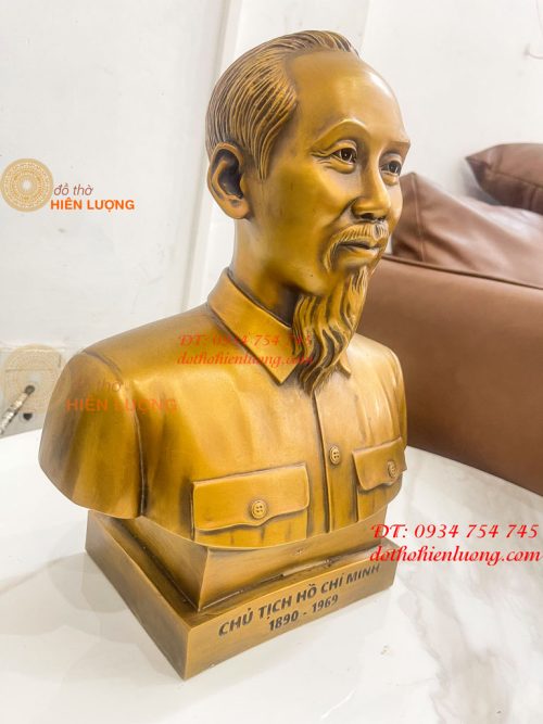Tượng Bán Thân Bác Hồ Bằng Đồng Cao 32cm