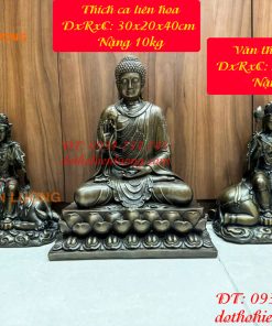 Bộ Tượng Hoa Nghiêm Tam Thánh Cao 40cm Bằng Đồng