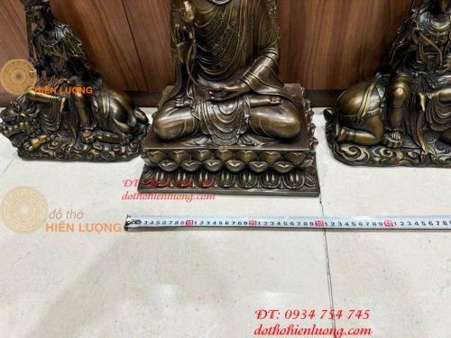 Bộ Tượng Hoa Nghiêm Tam Thánh Cao 40cm Bằng Đồng