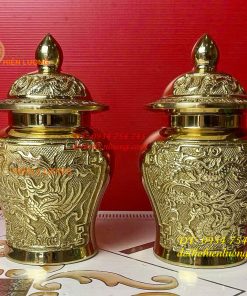 Đôi Chóe Bằng Đồng Rồng Phượng Thờ Cúng Cao 21cm