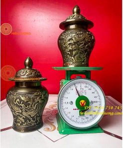Đôi Chóe Bằng Đồng Rồng Phượng Thờ Cúng Cao 21cm