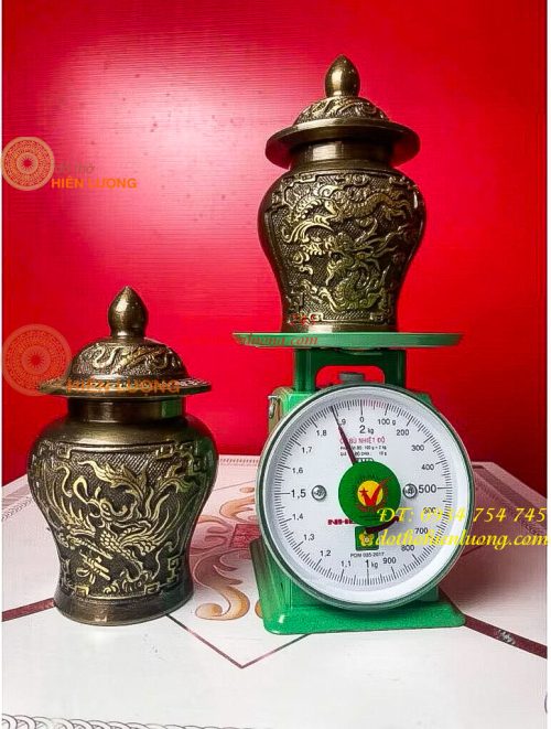 Đôi Chóe Bằng Đồng Rồng Phượng Thờ Cúng Cao 21cm