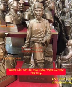 Tượng Chu Văn An Bằng Đồng Đỏ Ngồi Đọc Sách Cao 60cm