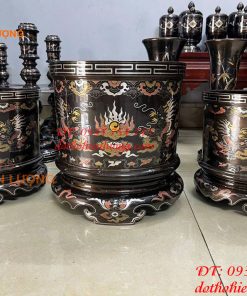Bát Hương Bằng Đồng Khảm Ngũ Sắc