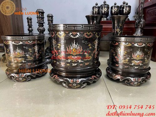Bát Hương Bằng Đồng Khảm Ngũ Sắc